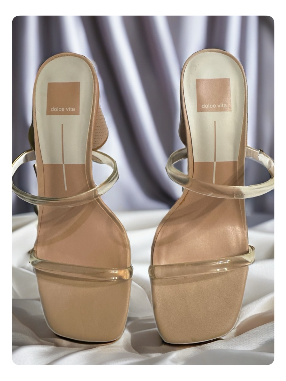 Dolce Vita Clear-Strap Square-Toe Sandal in Nude/Tan